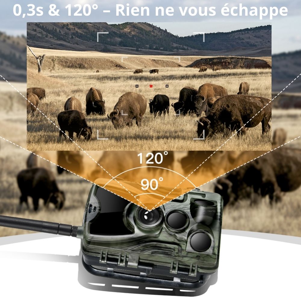 NaturaScope GuardianCam 4G – Caméra de chasse 4G & piège photo HD 30MP avec vision en direct, détection thermique et étanchéité IP66