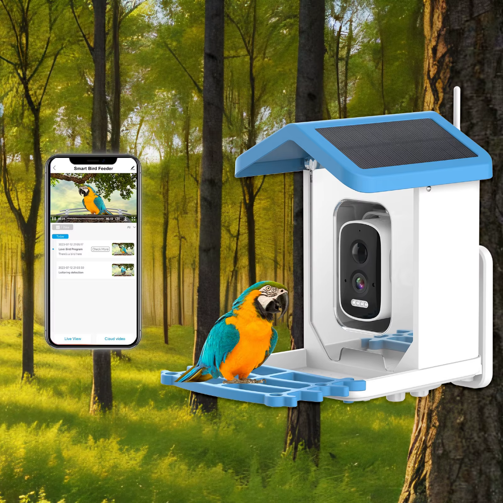 NaturaScope BirdNest™ – Mangeoire connectée avec caméra IA, vision nocturne et détection d’oiseaux en temps réel