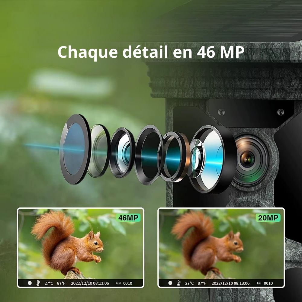 NaturaScope Solar Tracker – Caméra de chasse solaire 50MP 4K & piège photo avec vision nocturne et détection rapide