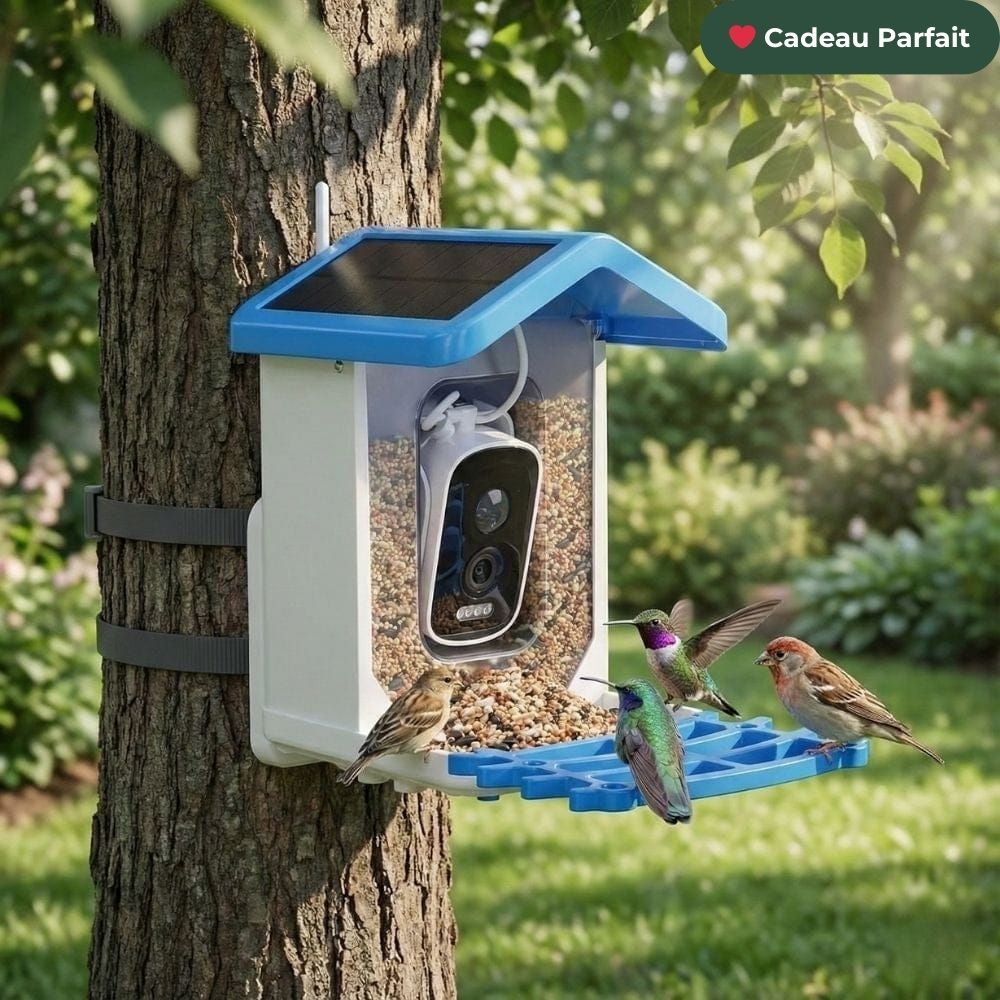 NaturaScope BirdNest – Mangeoire connectée avec caméra IA, vision nocturne et détection d’oiseaux en temps réel