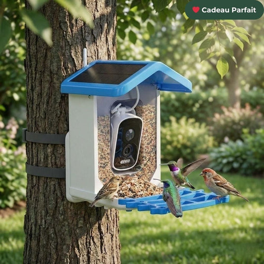 NaturaScope BirdNest – Mangeoire connectée avec caméra IA, vision nocturne et détection d’oiseaux en temps réel
