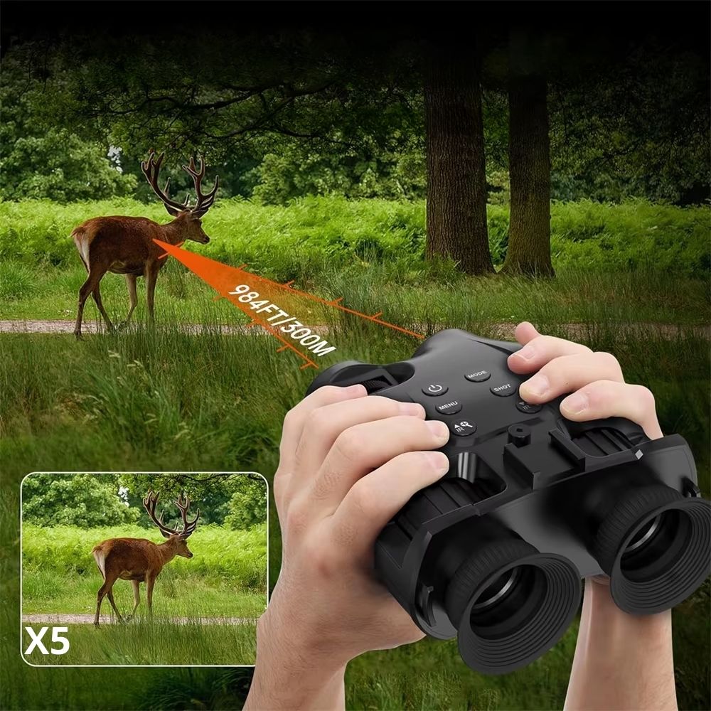 NIGHTWOLF VISION™ – Jumelles, lunettes et caméra à vision nocturne avec fixation tête et portée 300 m dans l’obscurité totale