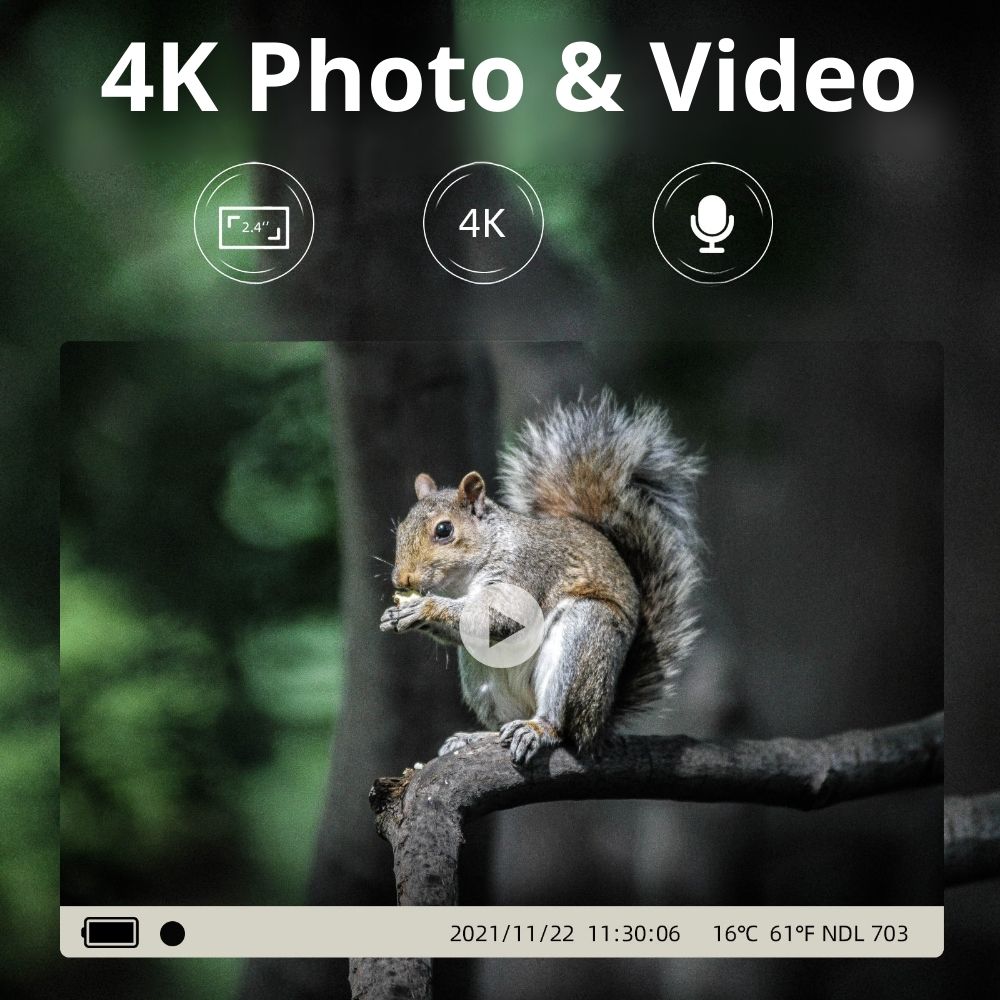 NaturaScope Tracker 4K – Caméra de chasse & piège photo WiFi rechargeable avec vision nocturne infrarouge et détection PIR 120°